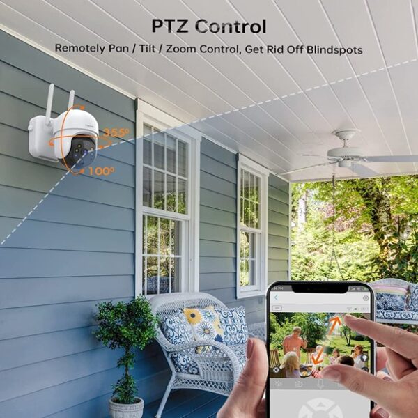 Ankway Solar Security Camera Outdoor with 14400mAh Rechargeable Battery, 360°Coverage, 2.4G WiFi Cam 1080P FHD Color Night Vision, 2-Way Audio, PIR Motion Detection, Wireless Security Camera System