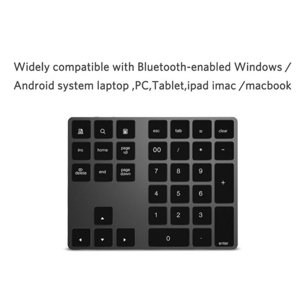 Bluetooth 3.0 Wireless Numeric Keypad 34 Keys Digital Keyboard for Accounting Teller Windows IOS Mac OS Android PC Tablet Laptop